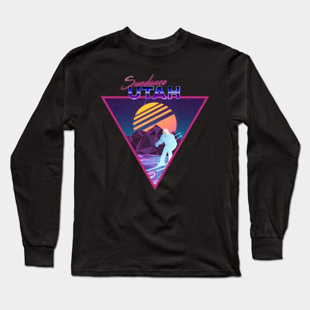 Retro Vaporwave Ski Mountain | Sundance Utah | Shirts, Stickers, and More! Long Sleeve T-Shirt by KlehmInTime